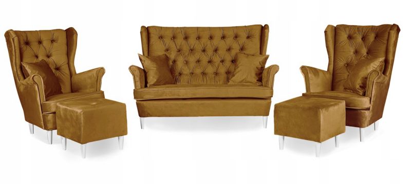 Zestaw wypoczynkowy uszak do salonu sofa fotele z podnóżkiem Family Meble Gaja 1szt