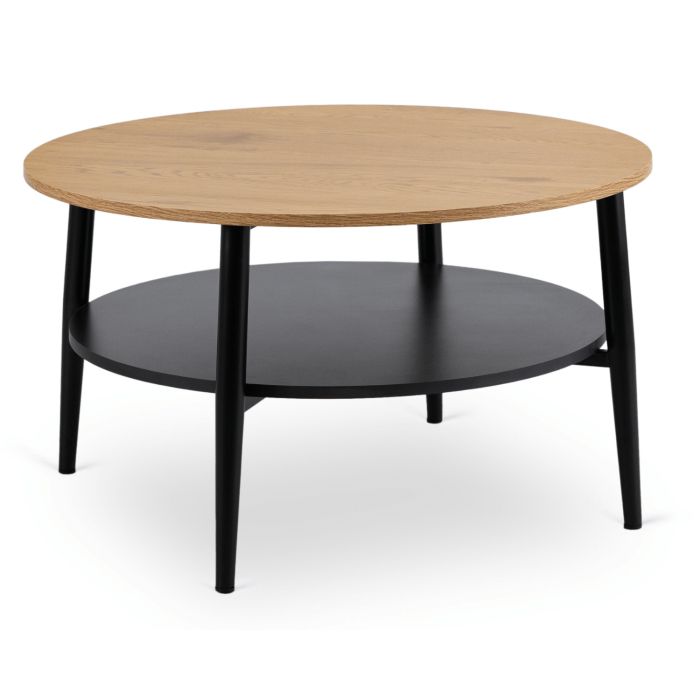 Stolik Kawowy Paulo Max 80 cm Mebel Elite Okrągły Dąb/Czarny 1 szt