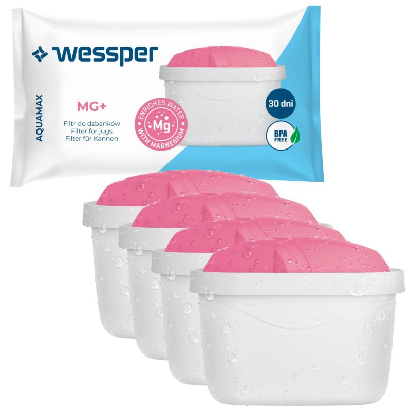 Filtr wody, Wessper, wkład do dzbanków filtrujących, z magnezem, 4szt, zamiennik Brita Dafi