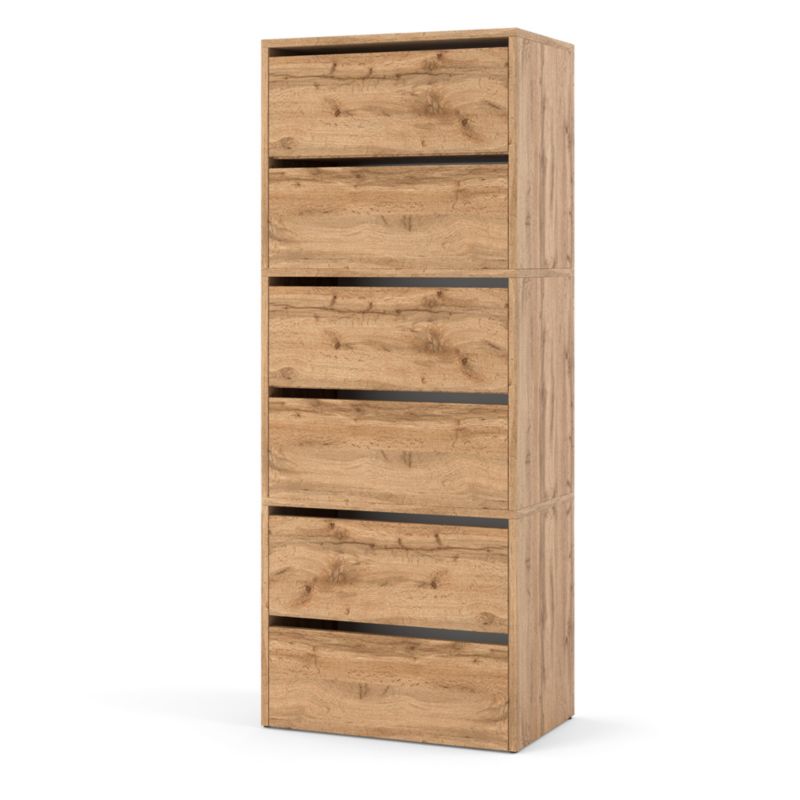 Szafka Na Buty Hurtownia-Mebli 6 Drzwi Zestaw szafki na buty Hugo 3 moduły 60cm Dąb Wotan Dąb Wotan 60x36x150 cm 1szt.