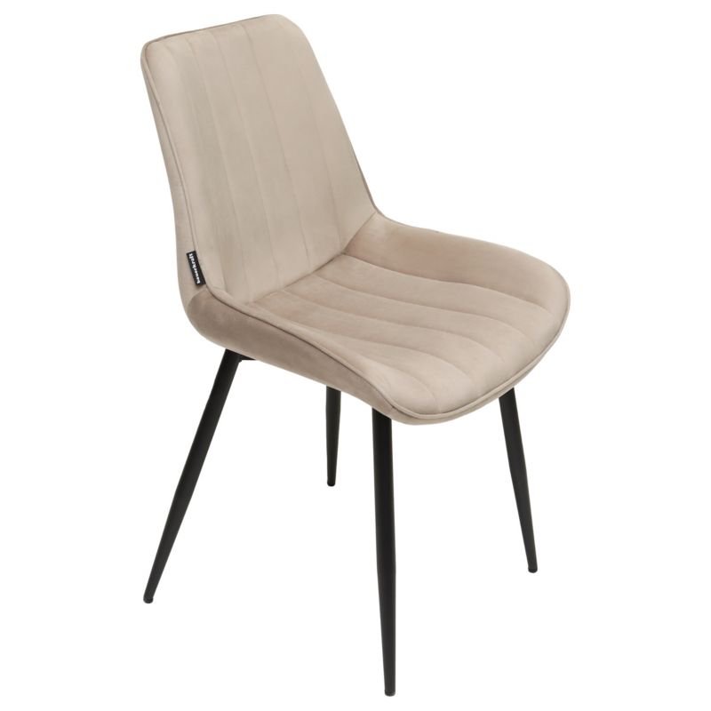 Krzesło tapicerowane Bauerkraft welurowe do salonu jadalni velvet loft beżowe 1szt