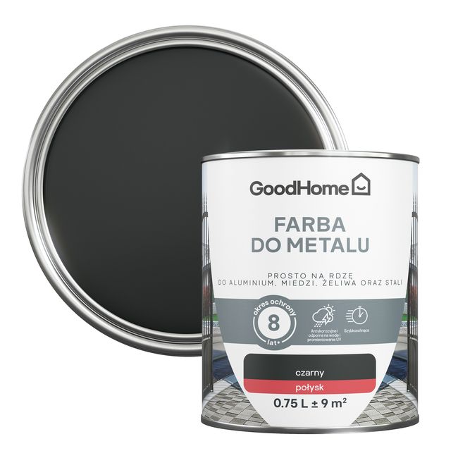 Farba antykorozyjna GoodHome połysk czarny 0,75 l