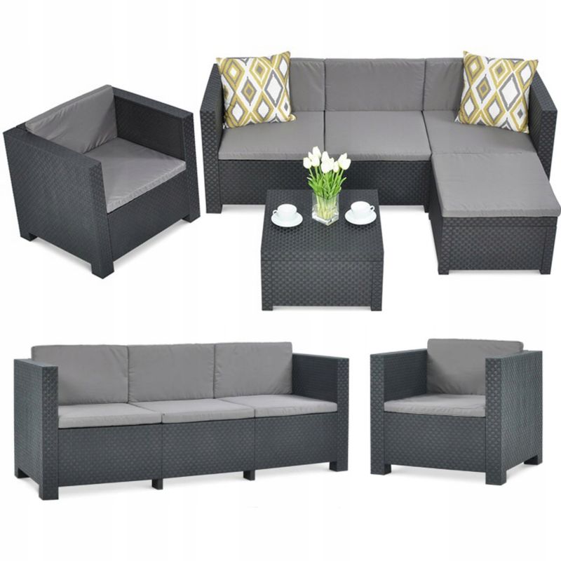 Zestaw Mebli Ogrodowych Wypoczynkowych MANHATTAN Narożnik Stolik na Taras 1 szt