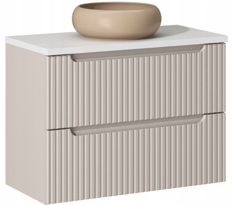 Szafka pod Umywalkę łazienkowa 80 cm Wisząca z Blatem Biały Nova Kaszmir Kaszmirowa z Umywalką Furnidea 1 szt.