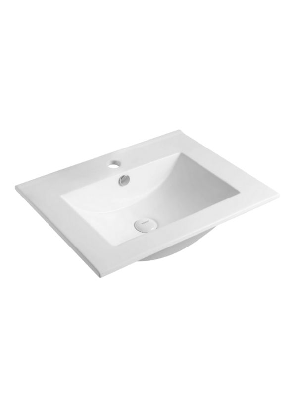 Umywalka wpuszczana Uptrend NEVA 60 biały połysk, z otworem na baterię oraz przelewem 1 szt.