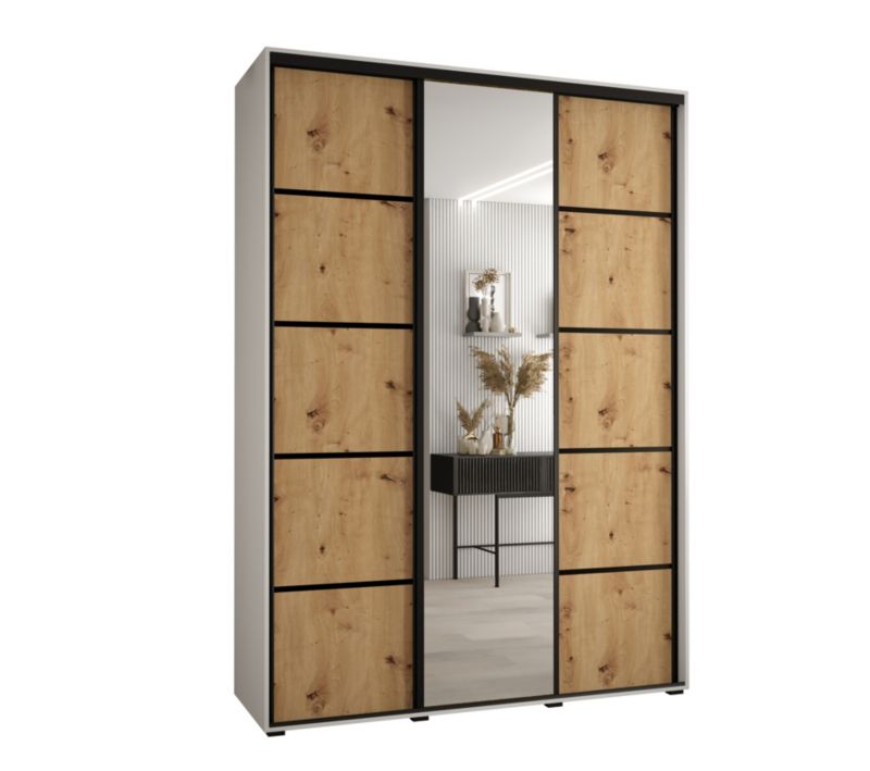 Szafa przesuwna Abiks DAVOS 5 wysoka szer.170cm gł.45cm biały/artisan/czarny 1szt.