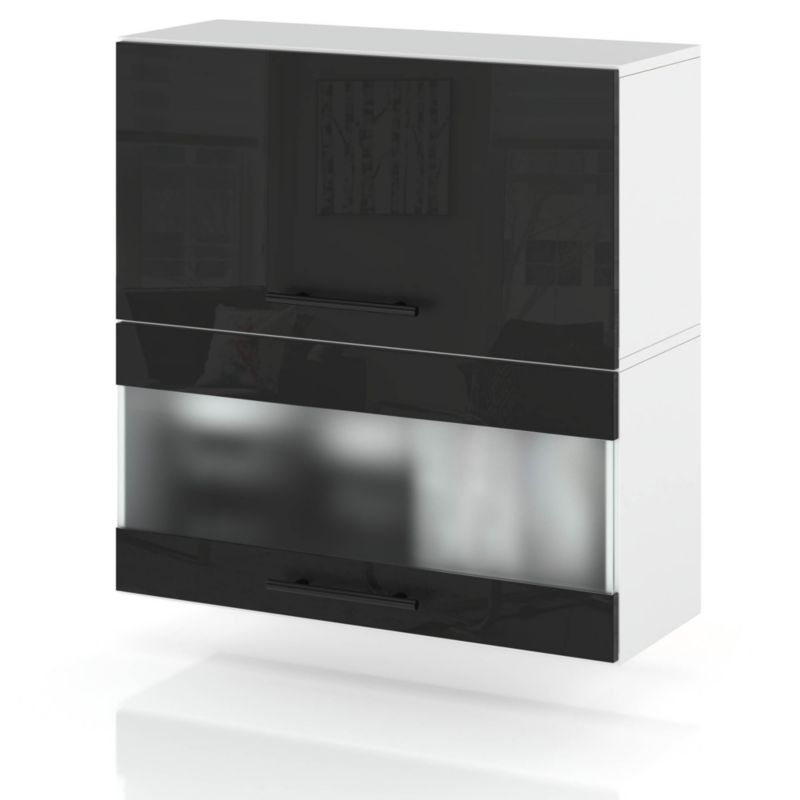Szafka Kuchenna Hurtownia-Mebli Wisząca Klapowa W60KL sPremium 60cm Biały Mat Czarny Połysk 60x32x72 cm 1szt.
