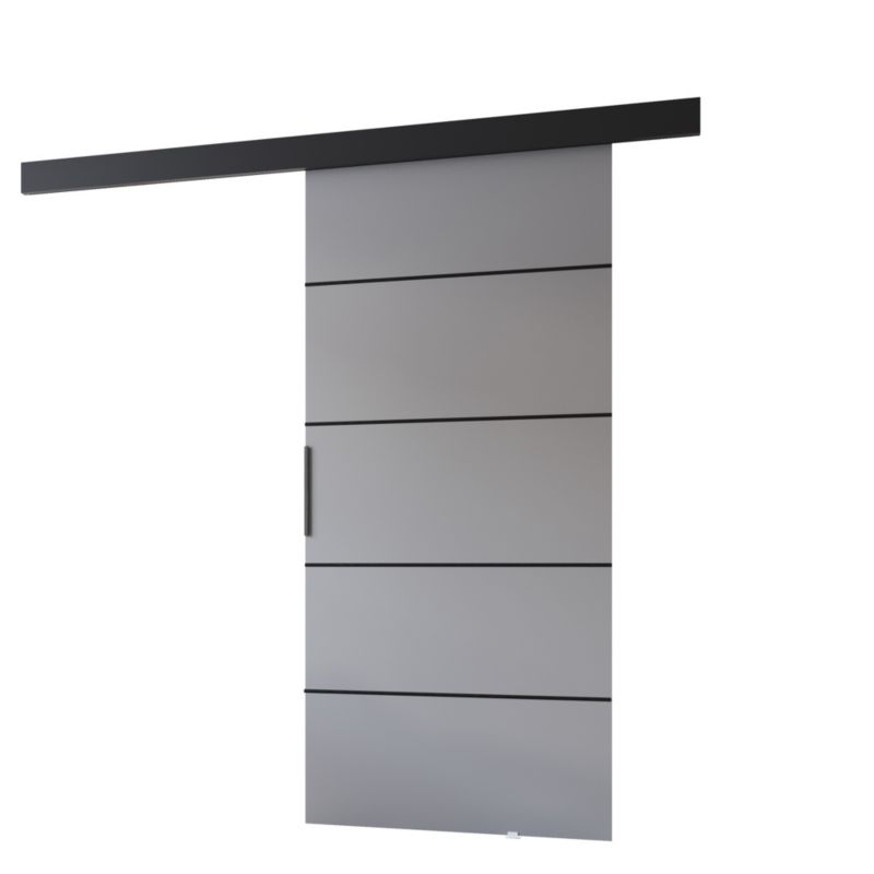 Drzwi przesuwne MINIO go for it PRIM 1K 106 cm szare z czarną maskownicą i listwami 1 szt.