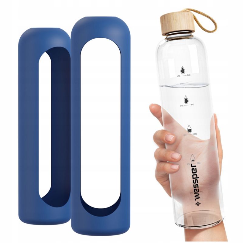 Etui silikonowe, Wessper, do butelki na wodę Wessper ActiveMax 1L, ochronne, niebieskie, 1szt