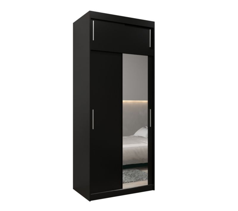 Szafa przesuwna Garderoba Abiks Tokyo 2 100 czarny + czarny z nadstawką 1 szt.