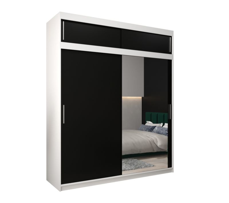 Szafa przesuwna Garderoba Abiks Tokyo 2 200 biały + czarny z nadstawką 1 szt.