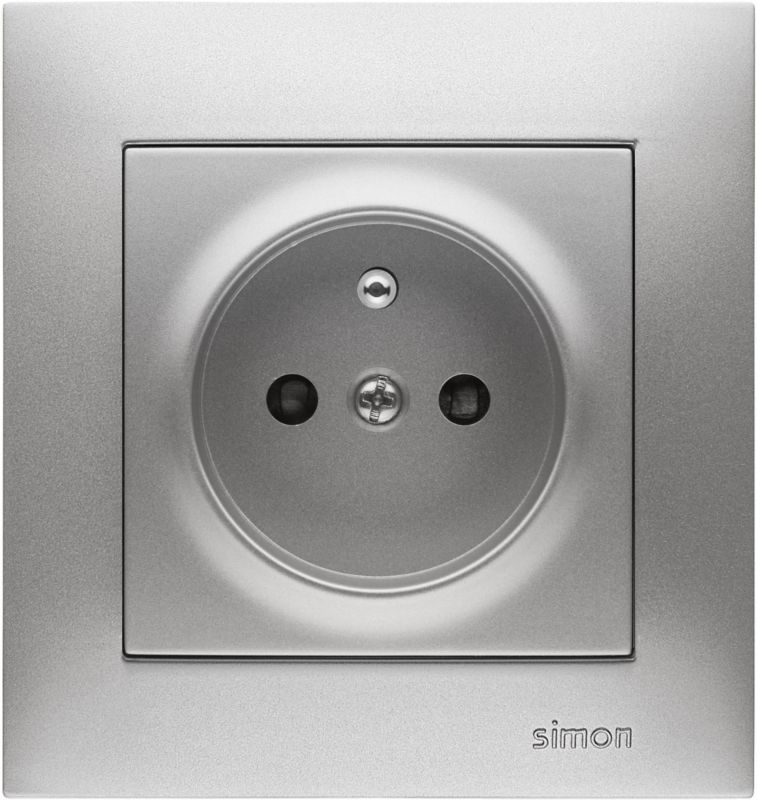 Gniazdo pojedyncze Kontakt-Simon S54 z uziemieniem srebrne