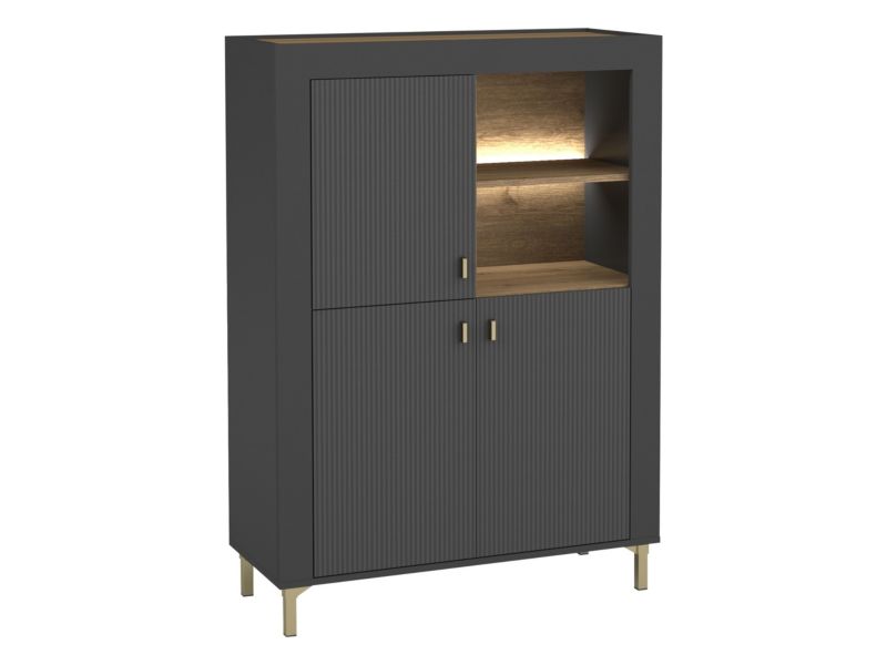 Komoda MIRJAN 24 Mossa 3D MO05 z oświetleniem LED czarny/dąb whisky 1 szt.