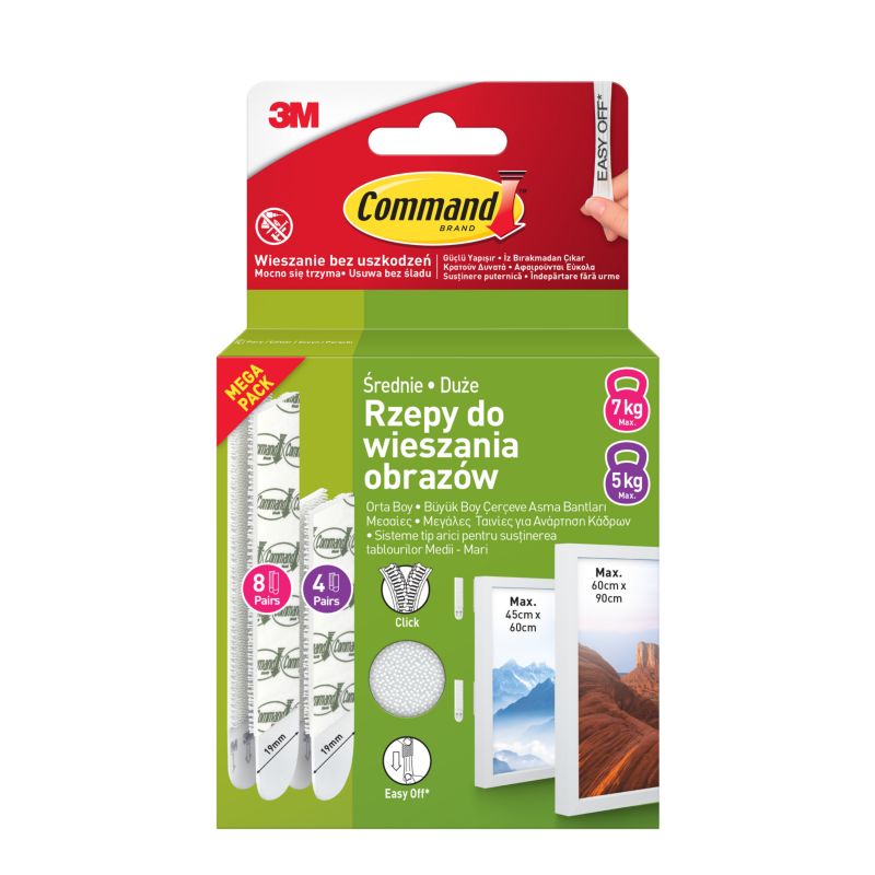 Rzepy Command zestaw 12 par średnich i dużych