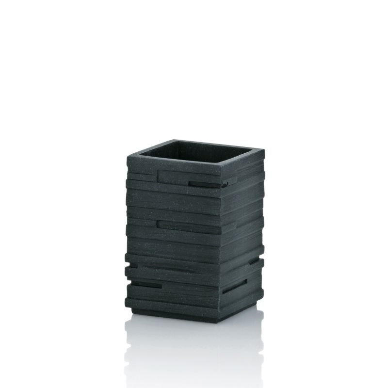 Kubek na szczoteczki Kela Posidon czarny poliżywica optyka kamienia 1 szt.