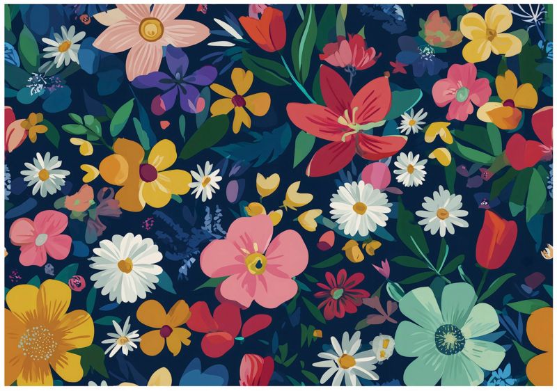 Fototapeta WALLARENA Dla Dzieci Na Flizelinie Kwiaty Dla Dziewczynki Łąka 300x210 cm 1 szt.