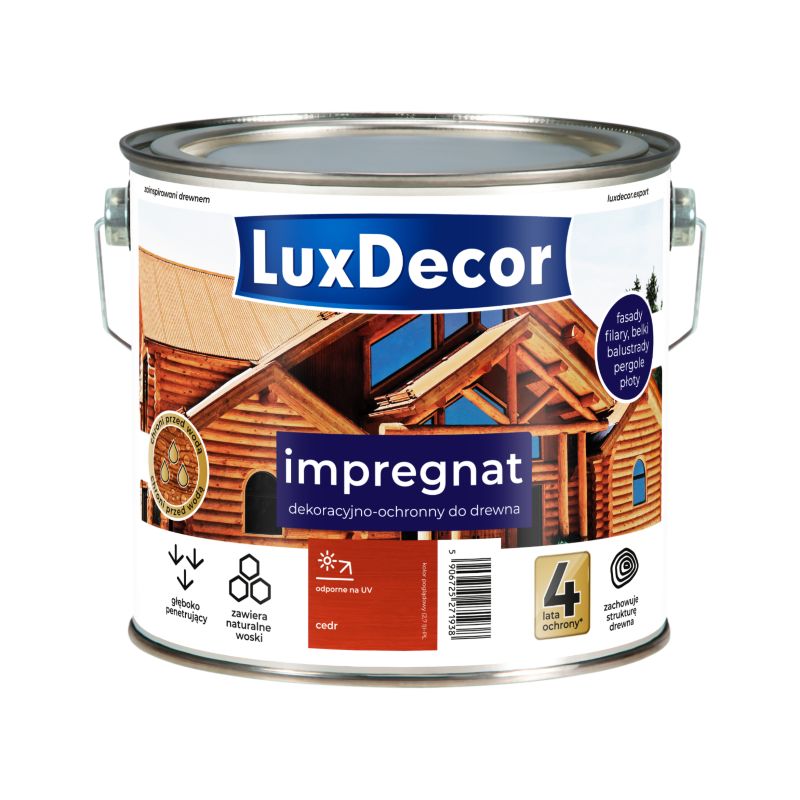 Impregnat dekoracyjno-ochronny do drewna LuxDecor, cedr, 2,7l, 1 szt.