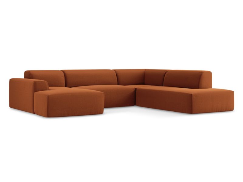 Sofa panoramiczna LaMiaSofa BOVA z tkaniny welwetowej 344x264 cm terakota 1 szt.