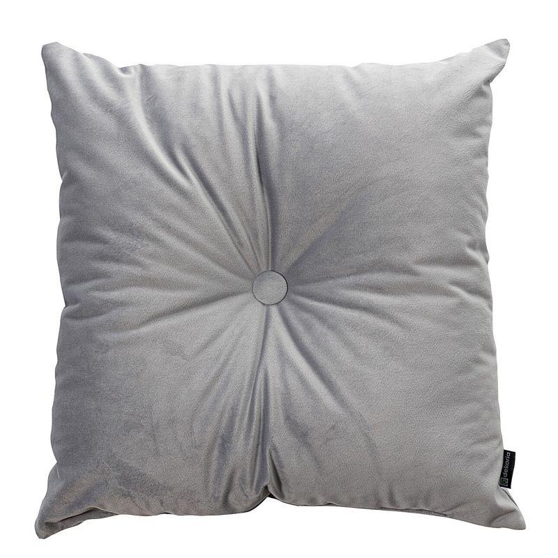 Poduszka kwadratowa Velvet z guzikiem Dekoria 37 x 37cm srebrzysty szary 1 szt.