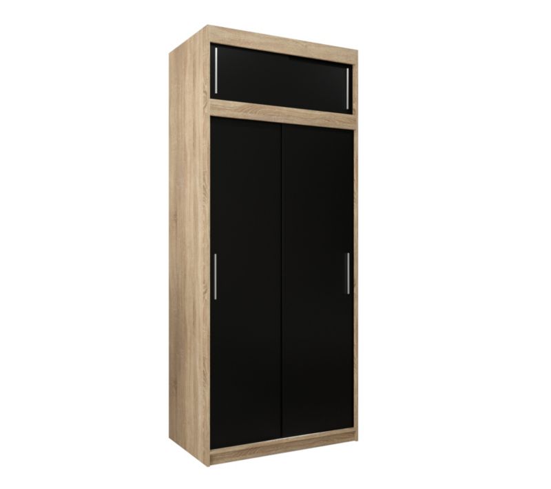 Szafa przesuwna Garderoba Abiks Tokyo 100 sonoma + czarny z nadstawką 1 szt.