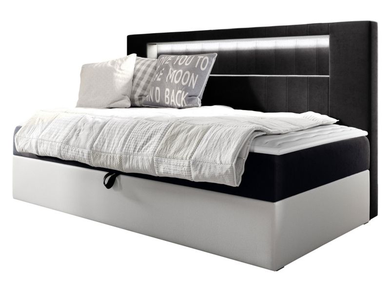 Łóżko kontynentalne MIRJAN 24 Gold Junior 2 100x200 biała ekoskóra/czarny 1 szt.