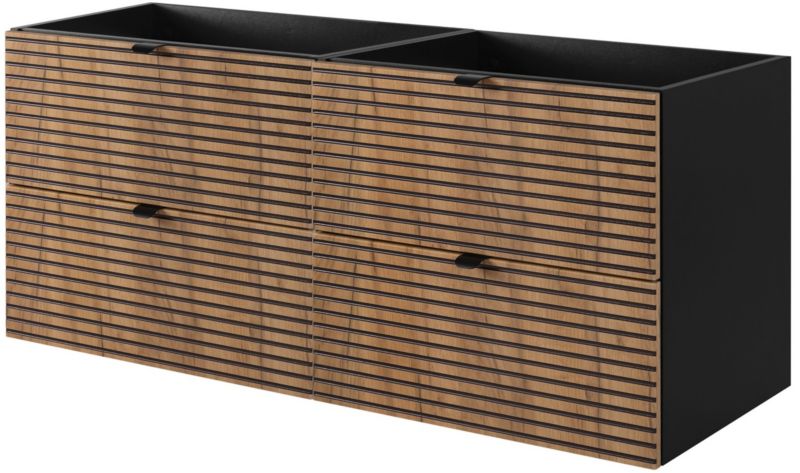 Szafka pod umywalkę Furnidea 120 cm czarna cztery szuflady frezowany front dąb craft LOFT 1 szt.