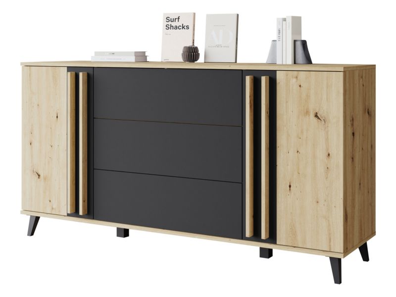 Komoda MIRJAN 24 Helsinki czarny grafit + dąb artisan 1 kpl.