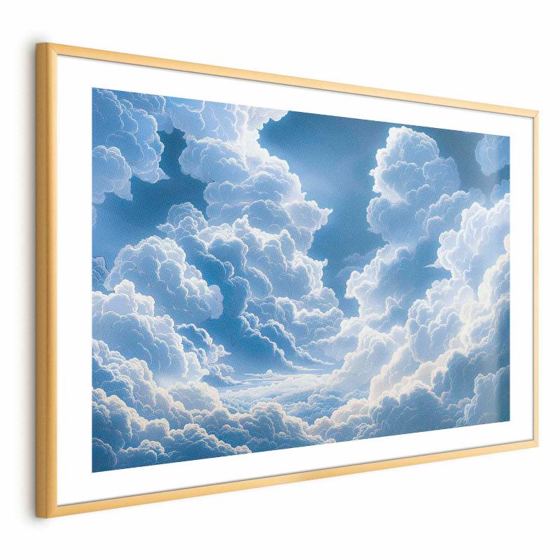Plakat Artgeist Niebo i puchate chmury 42x29,7 cm z ramą złotą 1 szt