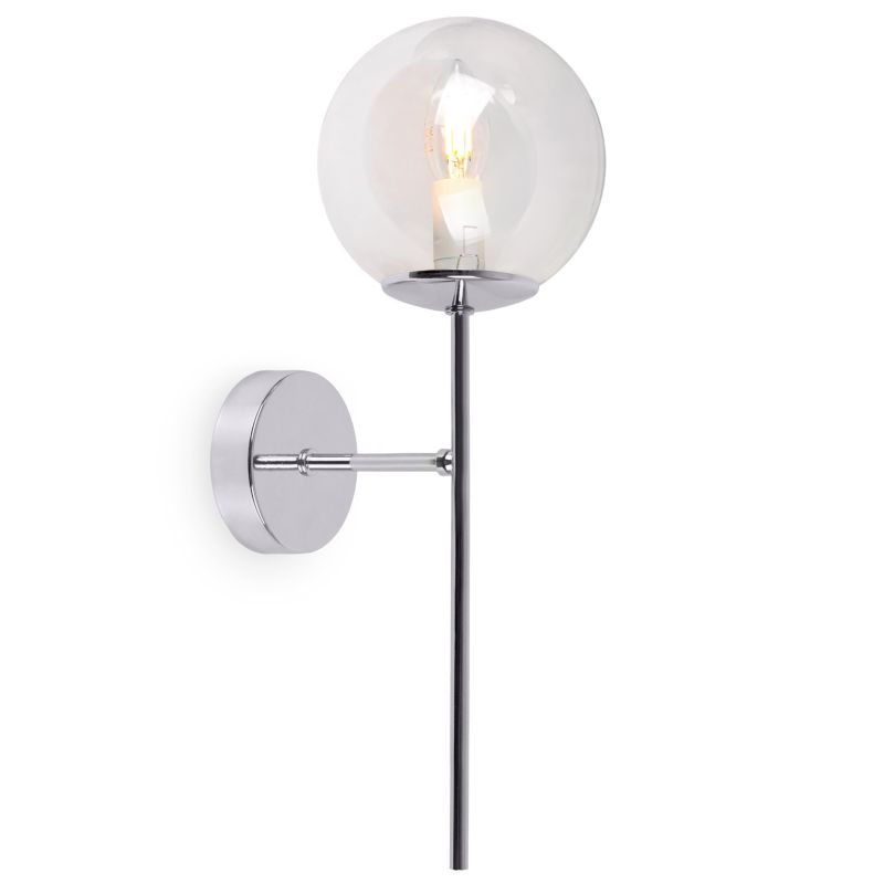 Lampa ścienna kinkiet Light Home LH Siena 1x E14 40W chrom klosz bezbarwny 1szt.