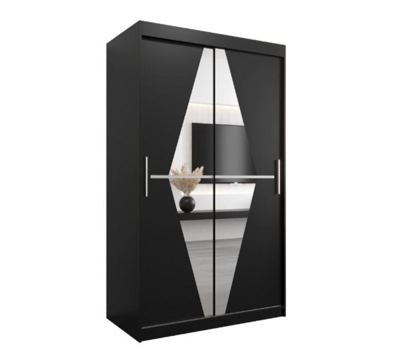 Szafa przesuwna Garderoba Abiks BOLIWIA 120 czarny mat + czarny mat 1 szt.
