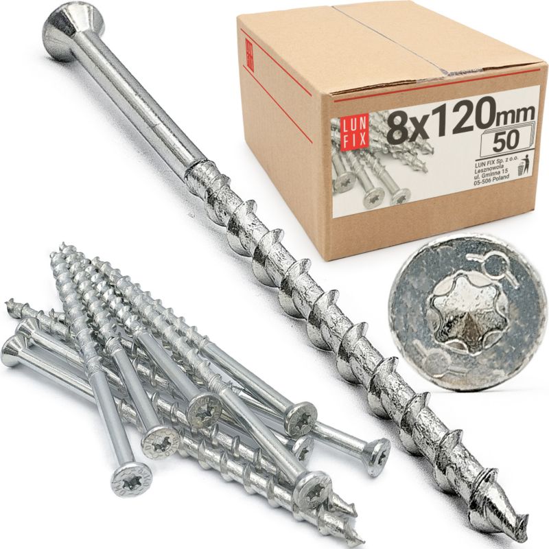 Wkręty do gazobetonu Lun Fix z łbem stożkowym 8x120mm 50szt.