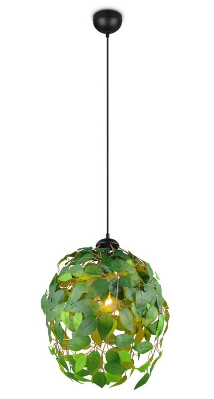 Lampa wisząca RL Leavy zielono-czarna wym: 150 x 38 x 38 cm 1xE27 x 1 szt.