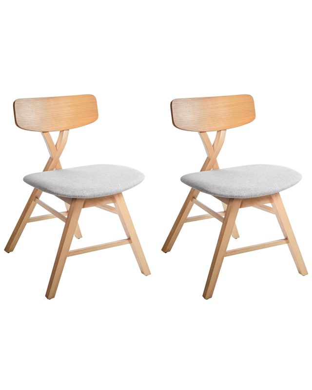 Zestaw 2 krzeseł do jadalni Leland Drewno Jasny brąz/ szary 1 par.