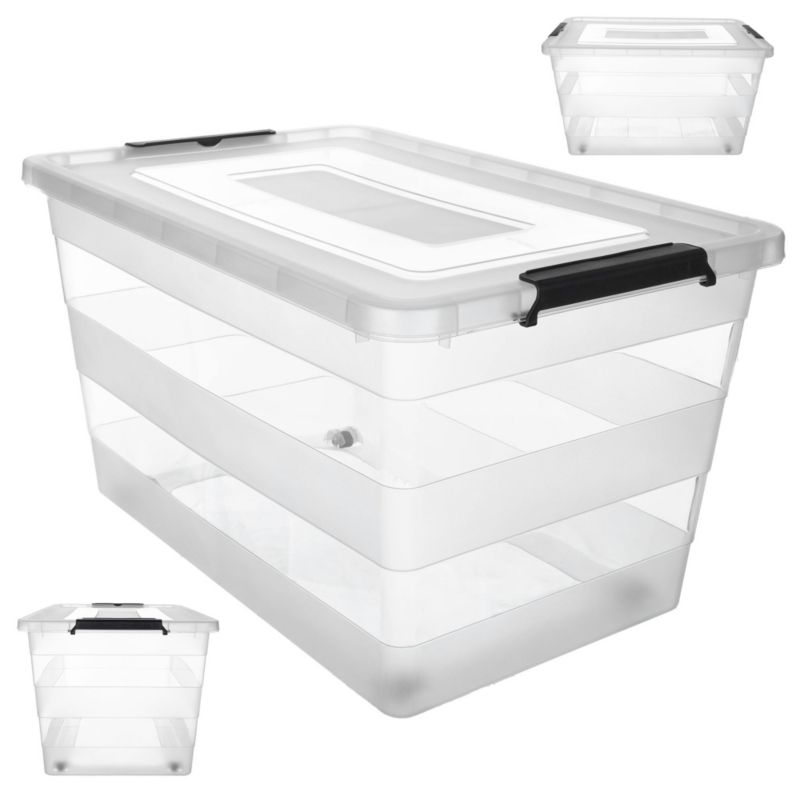 Pojemnik KADAX Z Pokrywą Do Przechowywania 55L Organizer Plastikowy Na Zabawki Przezroczysty 1 szt.