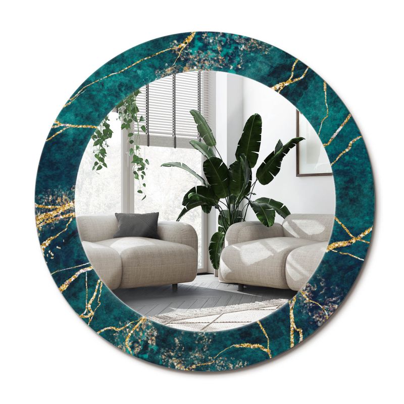Lustro z nadrukiem Wallfluent fi80 cm Zielony marmur 1 szt.