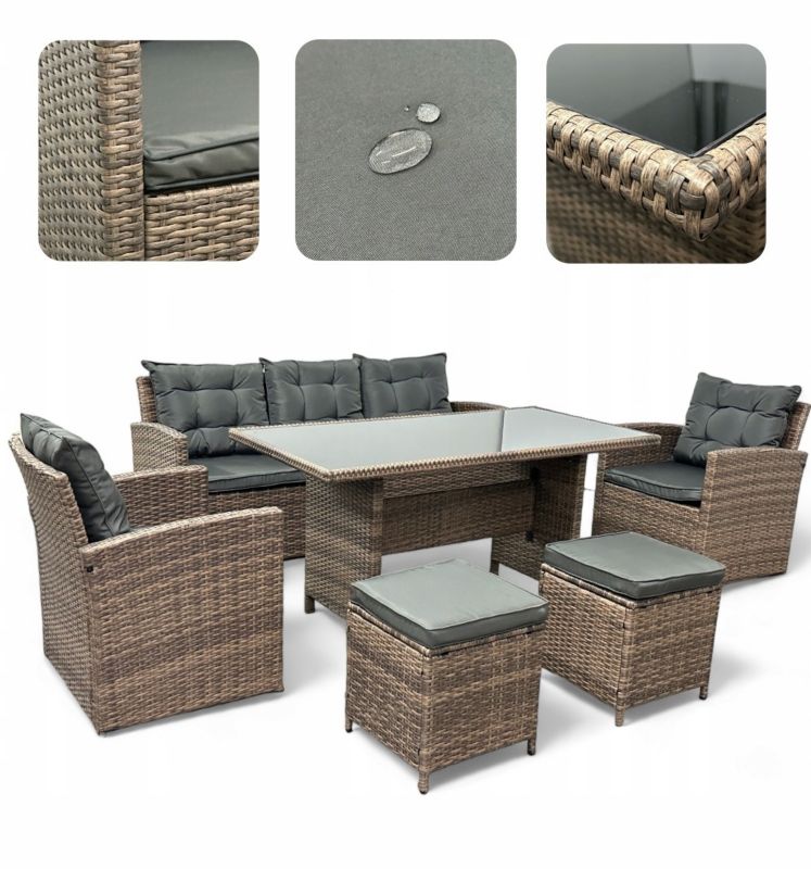 Komplet mebli ogrodowych MTG Kadyks różne kolory 7 osobowy 1 kpl