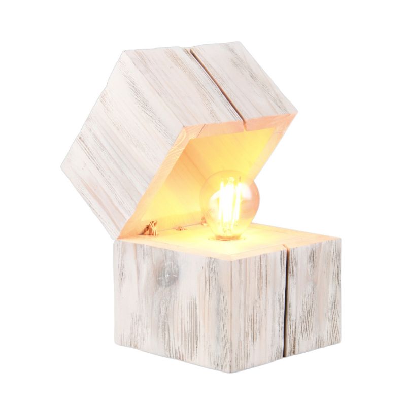 Lampka stołowa Trio Treasure biała drewniana 1 x E14 x 10W IP20 wym: 16 x 12 x 12 cm drewno - 1 szt.