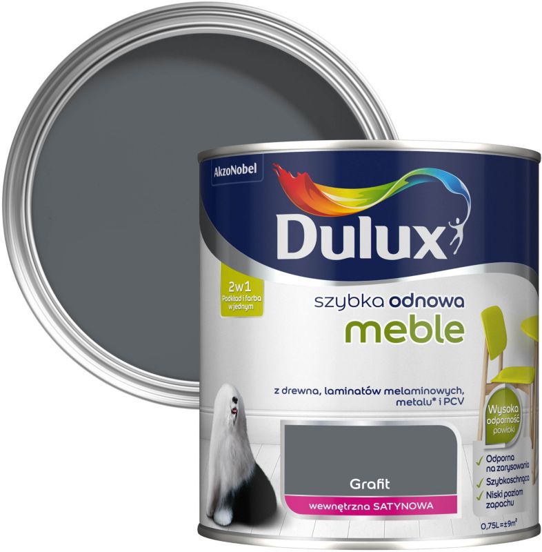 Farba Dulux Szybka Odnowa meble grafit 0,75 l