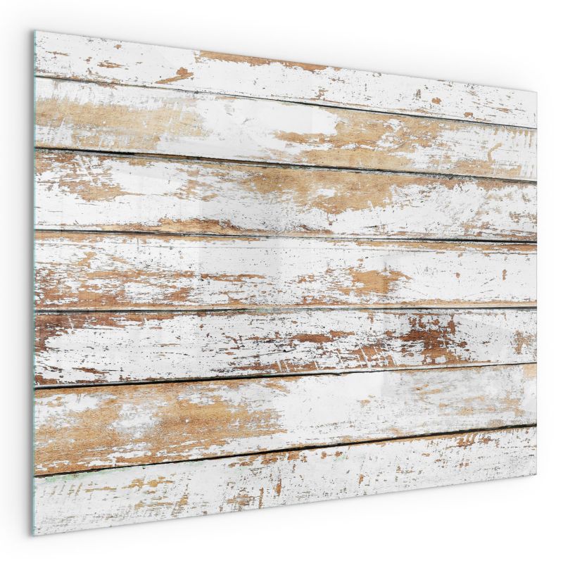 Szklana Podkładka Pod Kominek Prostokąt Wallfluent 80x60 cm Postarzane drewniane deski 1 szt.