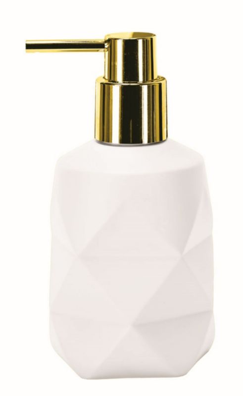 Dozownik do mydła Kleine Wolke Golden Crackle 200 ml biały/złoty geometr. design 1 szt.