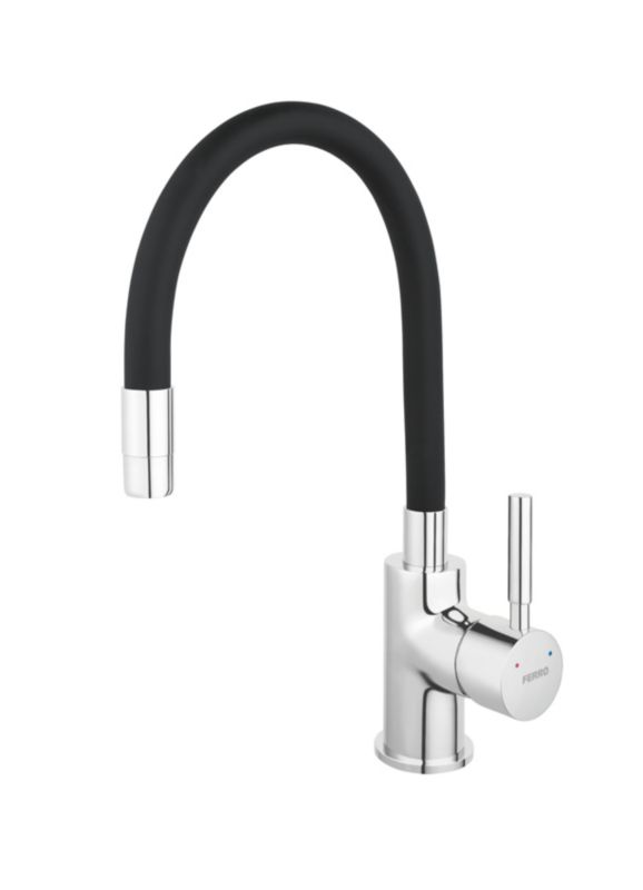 Bateria zlewozmywakowa Ferro Zumba chrom-czarna z elastyczną wylewką 1 szt.