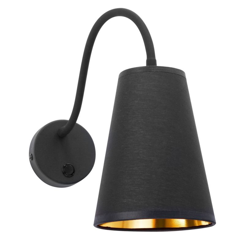 Kinkiet TK-Lighting Wire czarno złoty abażur E27 z włącznikiem - 1 szt.
