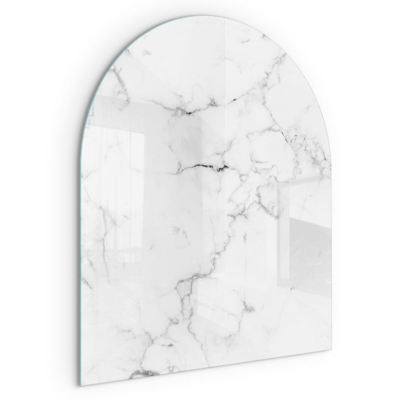 Szklana Podkładka Pod Kominek Półowalny Wallfluent 80x70 cm Marmur z żyłami 1 szt.