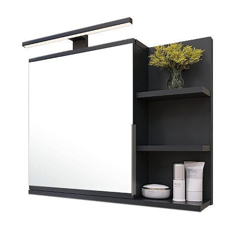 Szafka łazienkowa z lustrem Better Home 60 x 50 x 14 cm Oświetlenie LED, Czarna, Prawa, 1 szt.