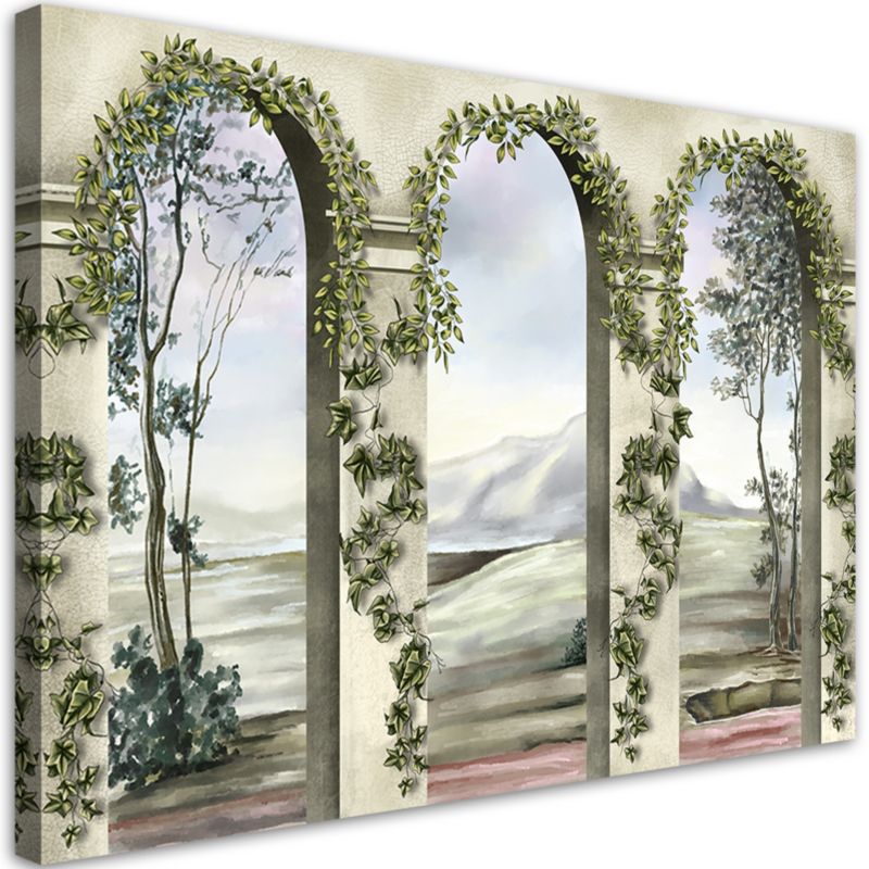 Obraz do salonu sypialni Feeby Kolumny Bluszcz Pejzaż Zielony 60x40cm 1szt