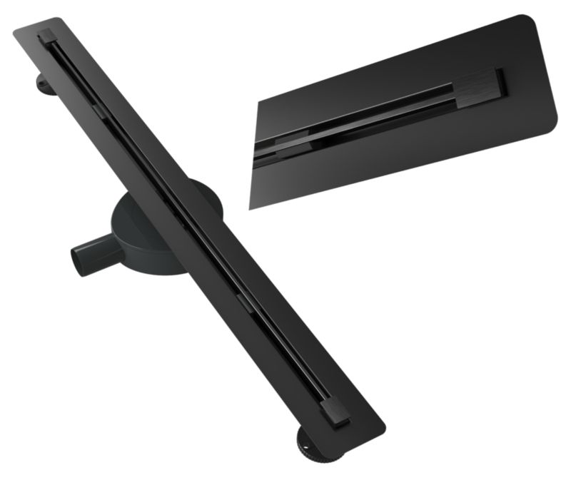 Odpływ Liniowy Pod Płytkę 70cm Granitan Luno Czarny Stal 2w1 Prysznic Brodzik Syfon 1szt.