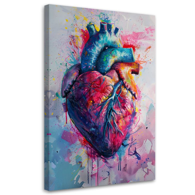 Obraz do sypialni pokoju Feeby Serce Miłość Akwarela Kolorowy 60x90 cm 1szt