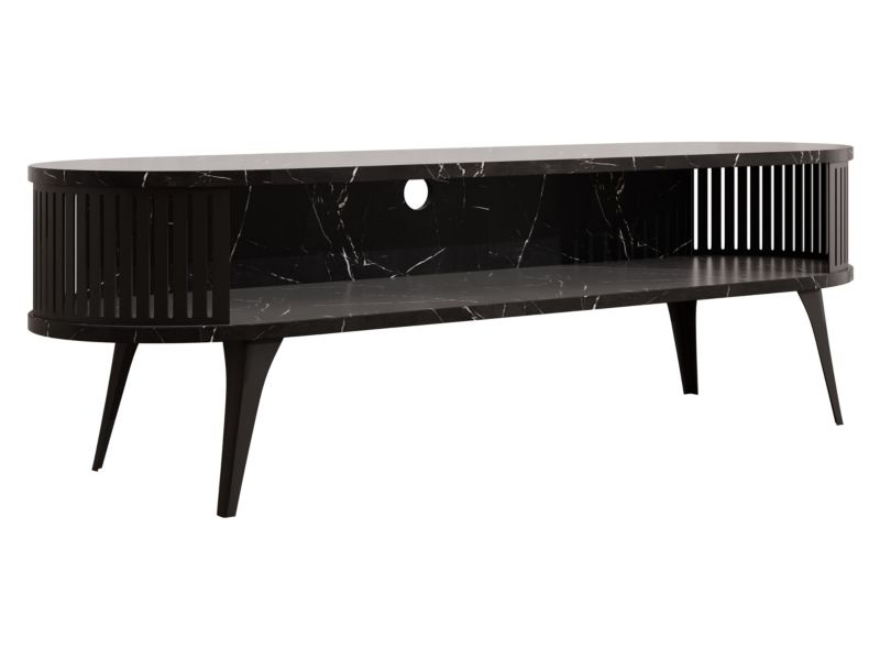 Szafka RTV owalna MIRJAN 24 Roenni czarny/black pietra grigia 1 szt.