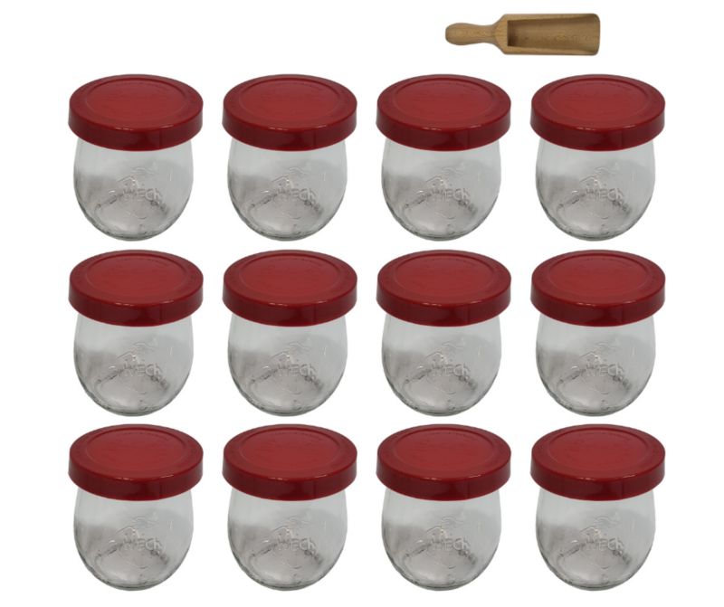 Słoiki MODO24 Weck 220 ml fi 60 tulip silikonowe wieka miarka 12 kpl.