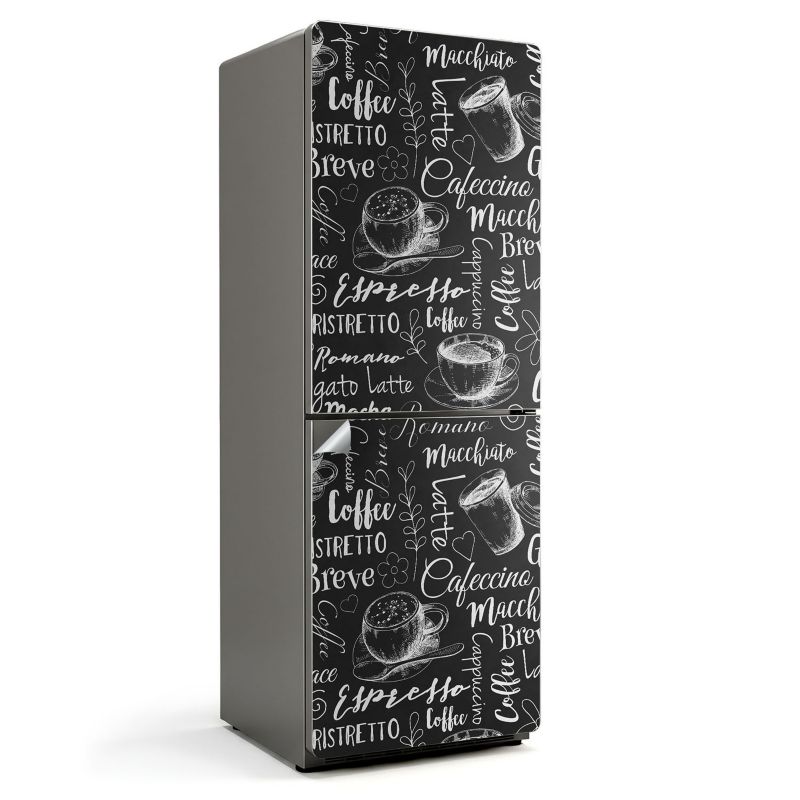 Naklejka na lodówkę Wallfluent 70x190 cm Wzory filiżanek kawy 1 szt.